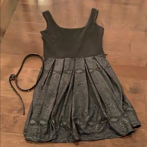 Black pattern dress with belt